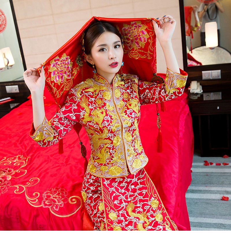 龍鳳褂中式婚禮禮服，時尚中國風新娘禮服