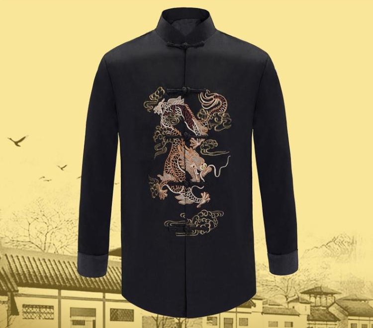 時(shí)尚中國(guó)風(fēng)喜慶繡龍男士唐裝