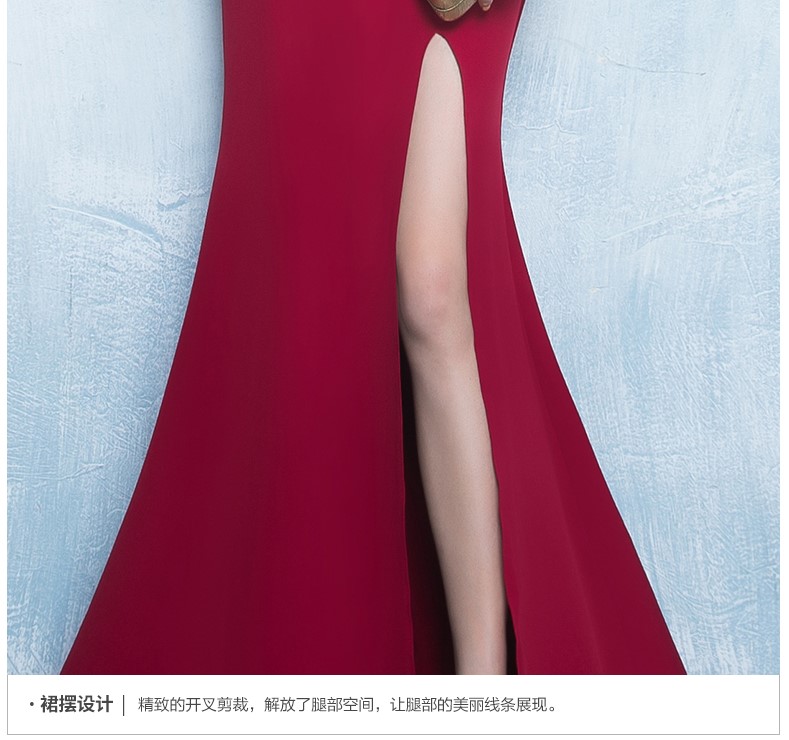 性感氣質中式禮服，唯美魚尾開叉晚禮服