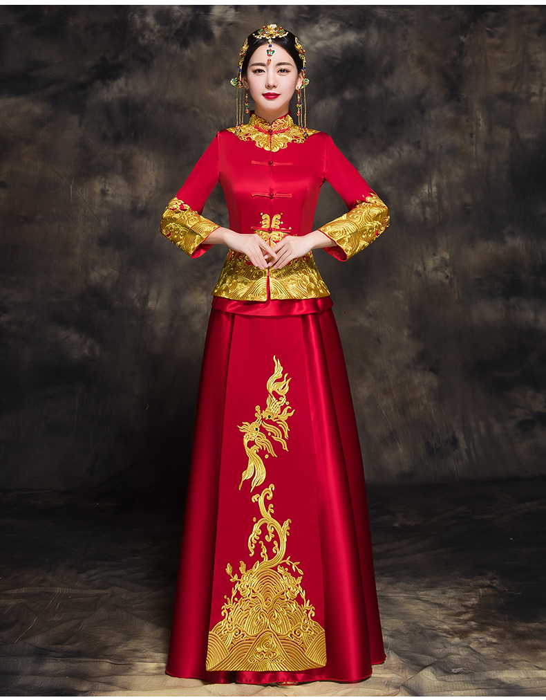 中國風新娘秀禾禮服，唯美中式結婚禮服