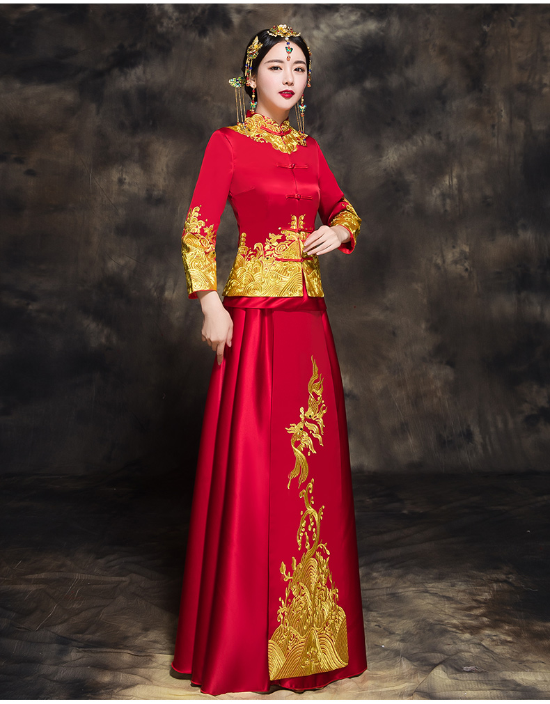 中國風新娘秀禾禮服，唯美中式結婚禮服