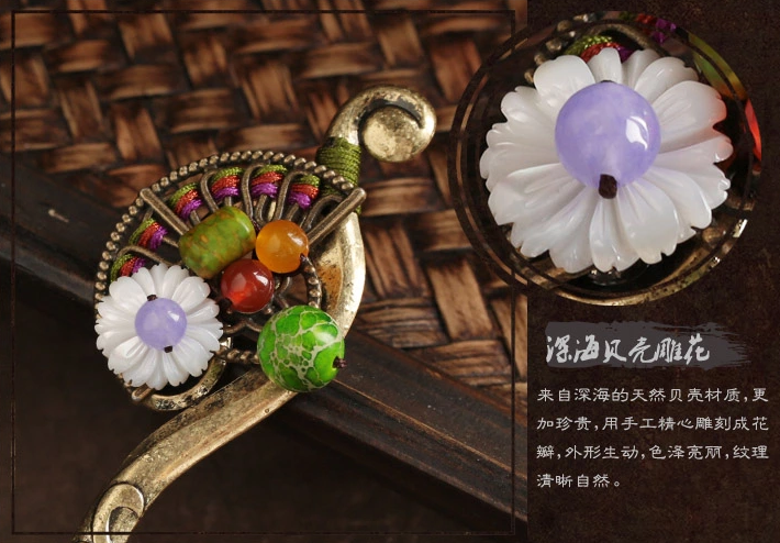 金扇貝殼花古風簪子古典盤發頭飾