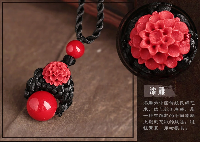 簡約紅吊墜鎖骨鏈古典中國風項鏈