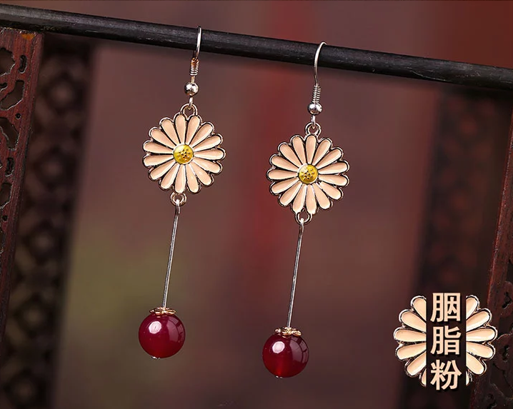 中國(guó)風(fēng)時(shí)尚花朵吊墜復(fù)古可愛(ài)耳環(huán)