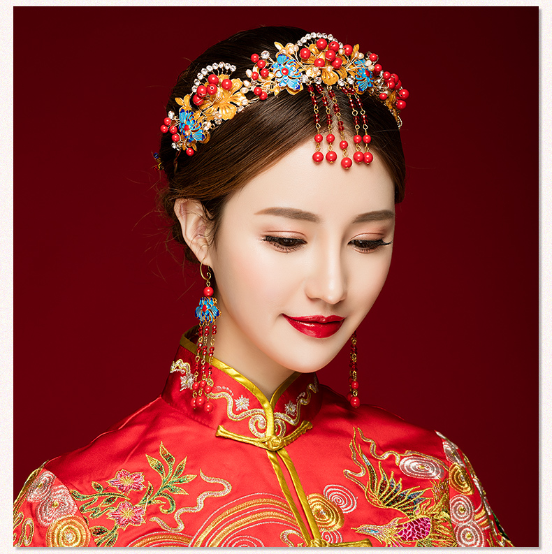 來唯美新娘古風額飾，皇冠結婚婚禮配飾