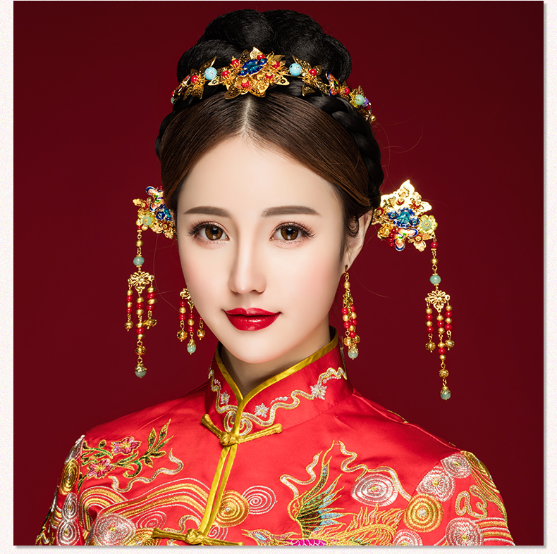 古典步搖新娘發飾，古式婚禮發簪