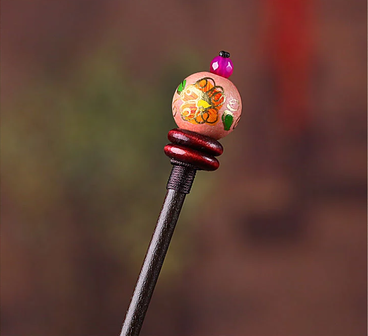手工印花珠一簾幽夢發簪簪子