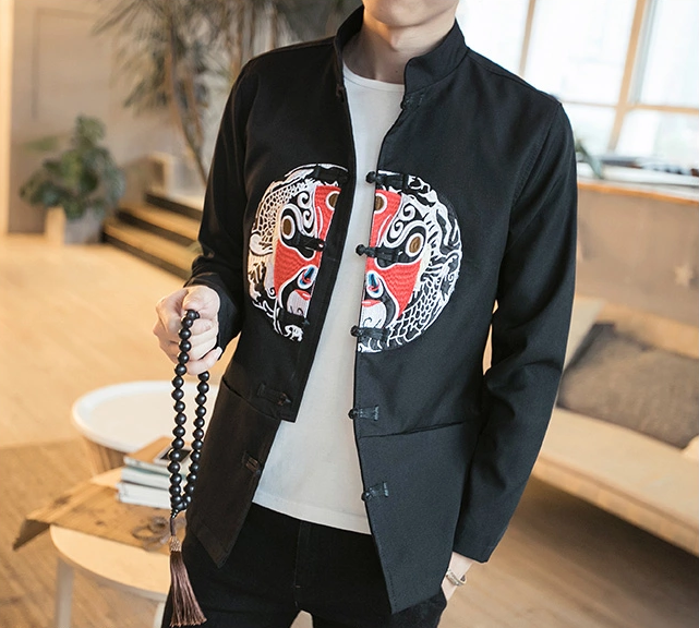 中國傳統元素臉譜刺繡中國風唐裝