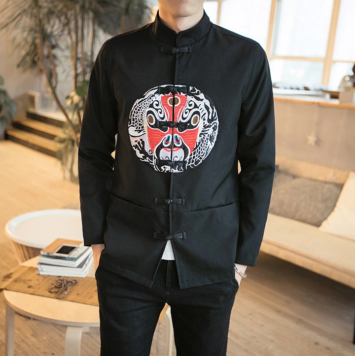 中國傳統元素臉譜刺繡中國風唐裝