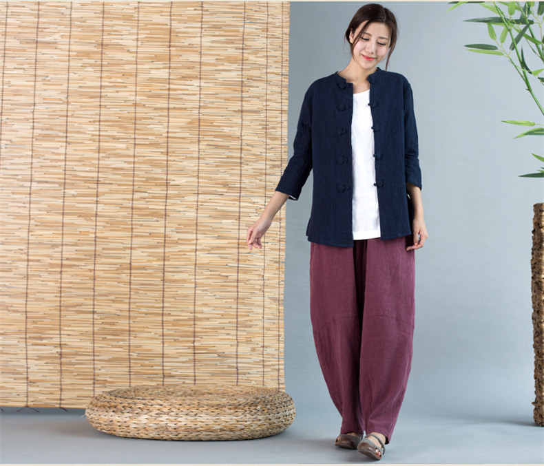 中國風(fēng)唐裝女外套七分袖中式茶服
