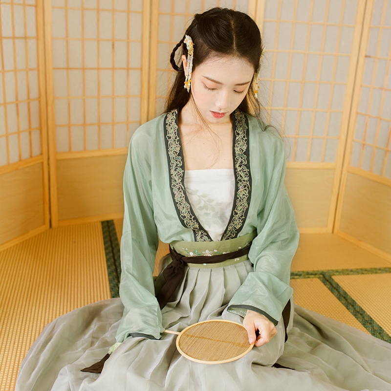 原創漢服女裝對襟上襦抹胸刺繡