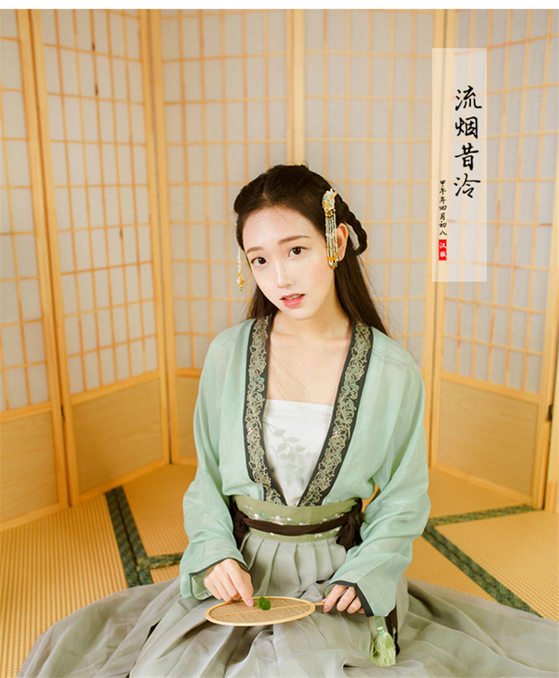 原創漢服女裝對襟上襦抹胸刺繡