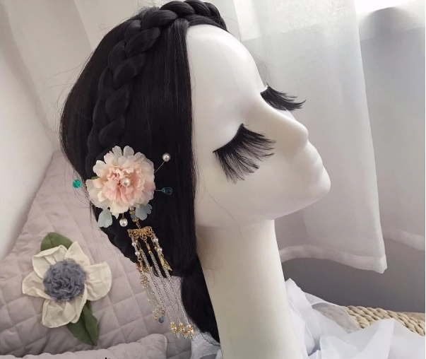 玉芙蓉古風頭飾手工發簪絹花