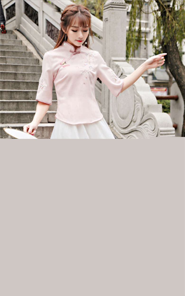 改良唐裝漢元素繡花盤扣套裝
