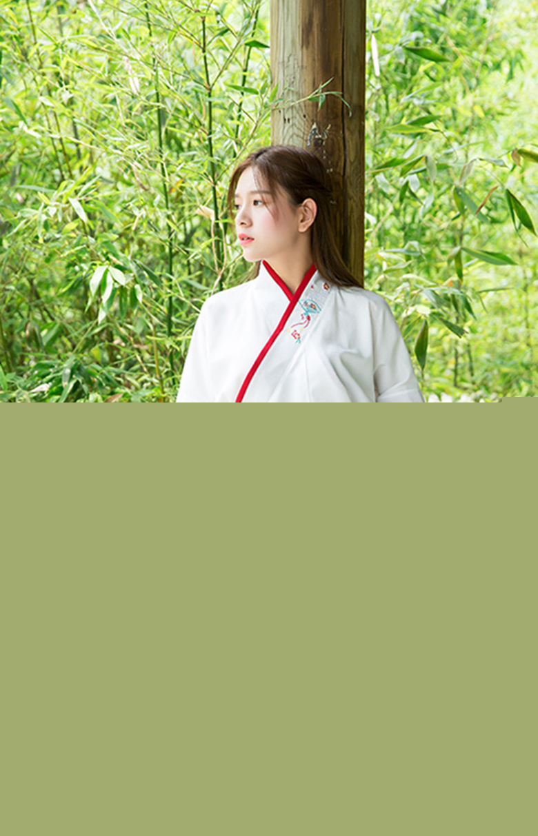 漢元素交領紅白拼接繡扇夏裝