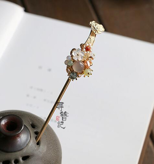 凈透玉髓金如意發簪 步搖流蘇簪子