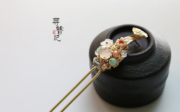 凈透玉髓金如意發簪 步搖流蘇簪子