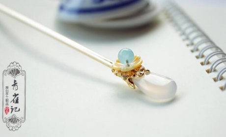 瑪瑙貝殼花古風發簪