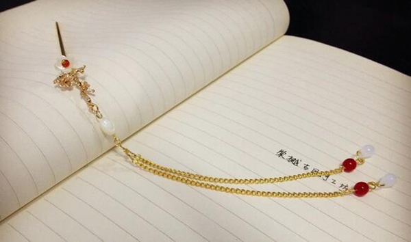 銅鍍金樹枝貝殼花古典中國風流蘇簡約簪
