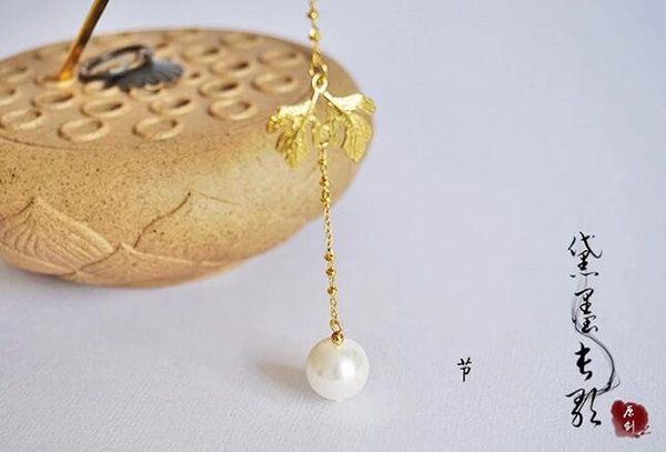中國古風頭飾貝殼黃銅步搖流蘇發簪子