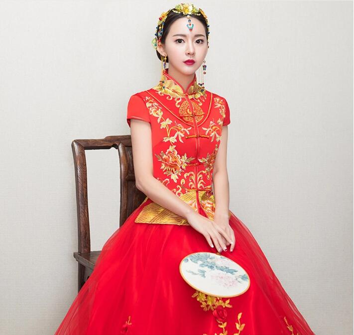 中國風新娘禮服中式婚禮禮服圖片