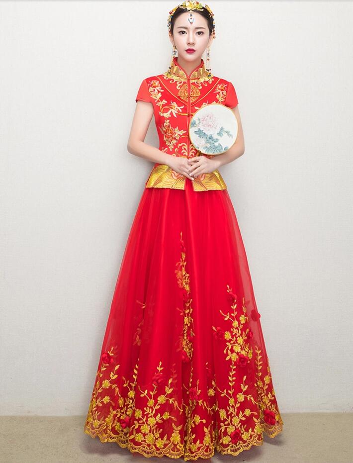 中國風新娘禮服中式婚禮禮服圖片