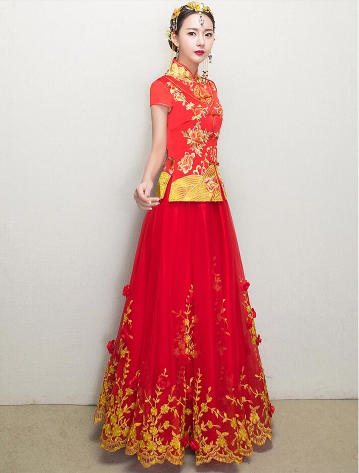 中國風新娘禮服中式婚禮禮服圖片