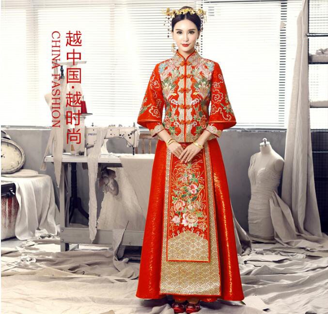 中國風秀禾服新娘禮服中式婚禮禮服圖片