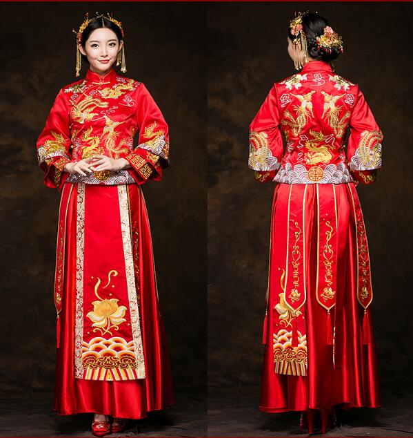 中國風繡花喜字新娘禮服中式婚禮禮服