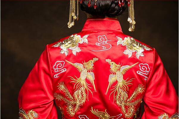 中國風繡花喜字新娘禮服中式婚禮禮服