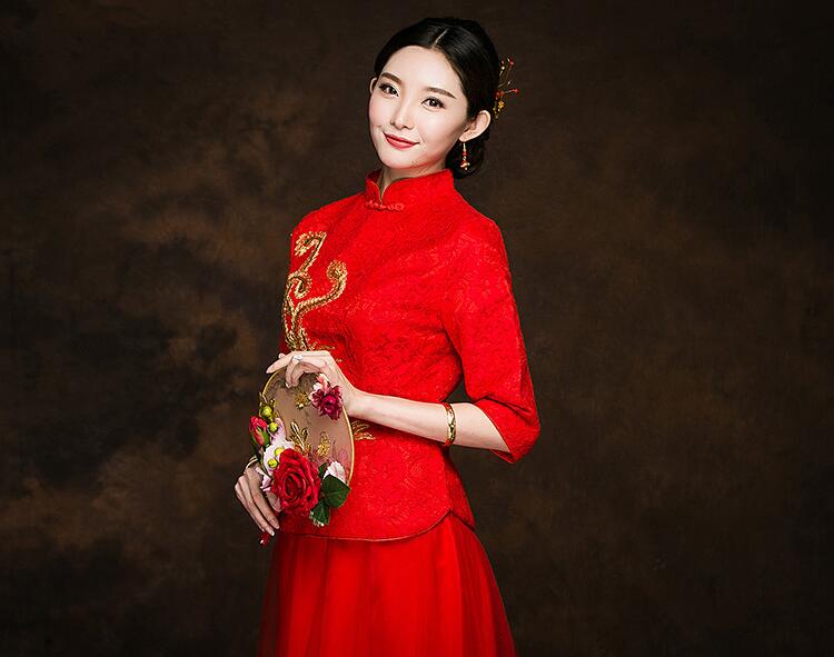 中國風禮服中式新娘禮服圖片