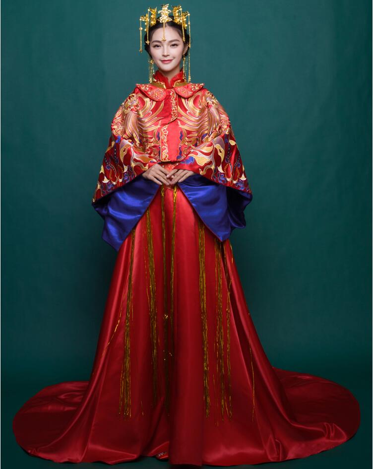 中式復古龍鳳褂喜服中式禮服圖片