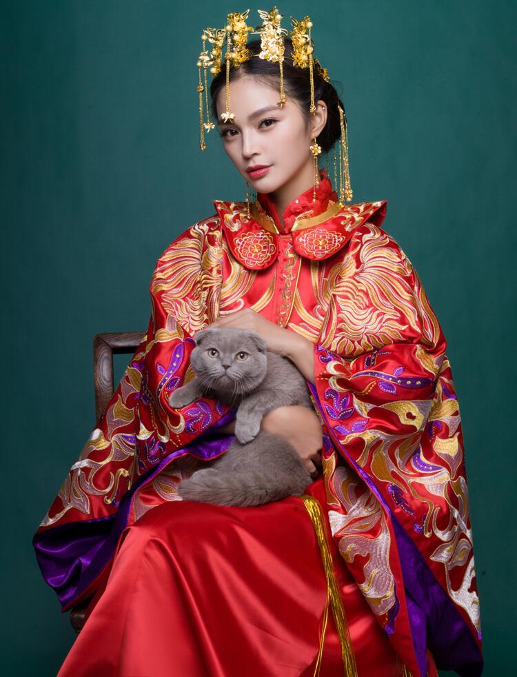 中式復古龍鳳褂喜服中式禮服圖片