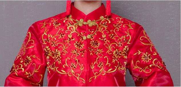 復古立領旗袍龍鳳褂中式婚紗禮服