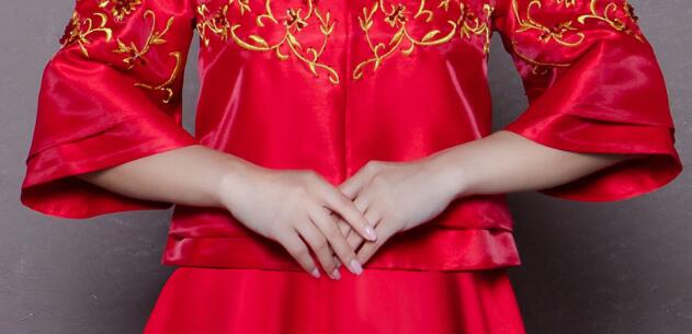 復古立領旗袍龍鳳褂中式婚紗禮服