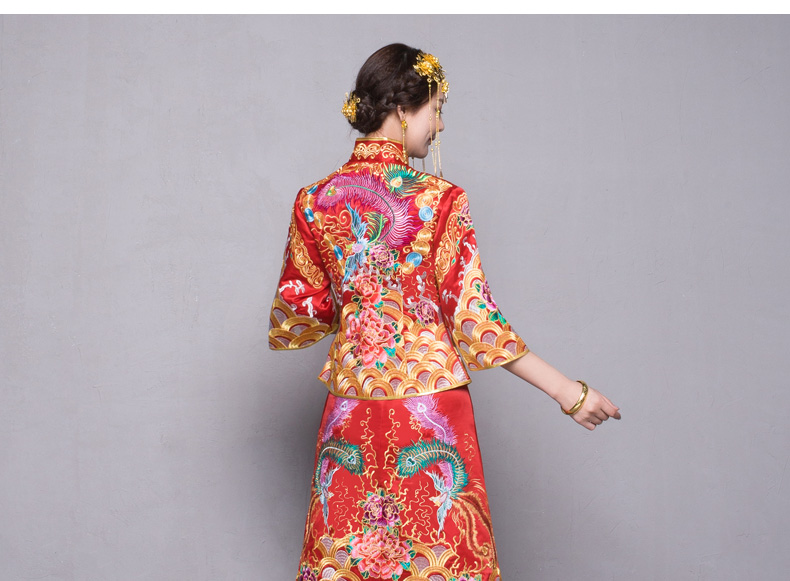 秀禾服新娘禮服嫁衣，中式結婚秀禾小拖尾喜服