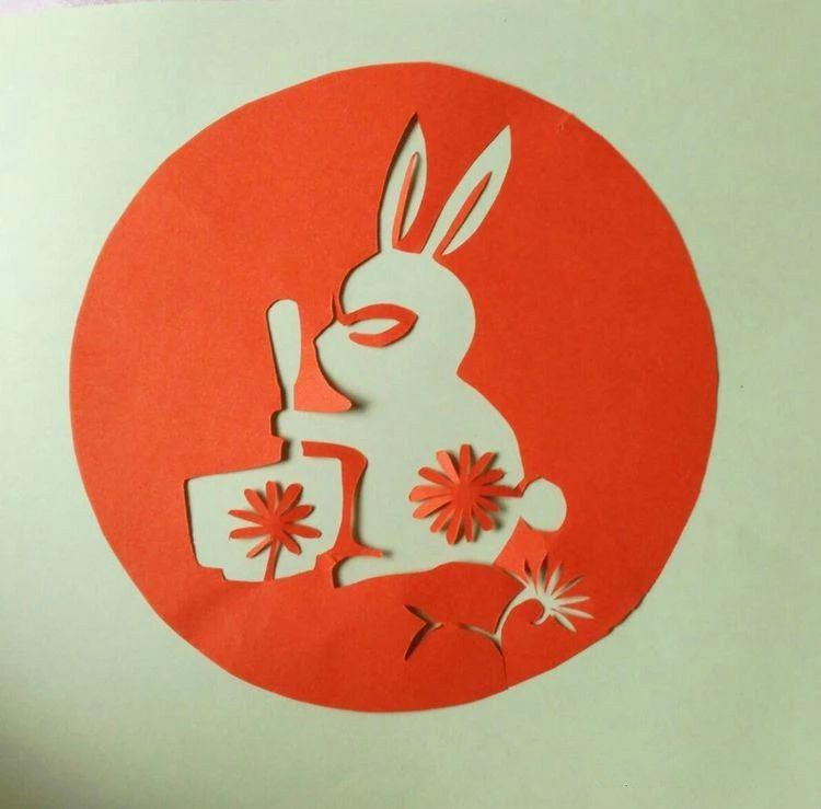 創意十足中秋玉兔剪紙，兔子鬧仲秋