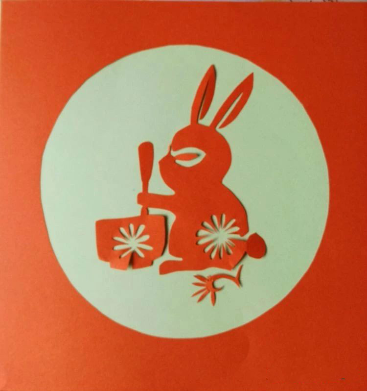 創意十足中秋玉兔剪紙，兔子鬧仲秋