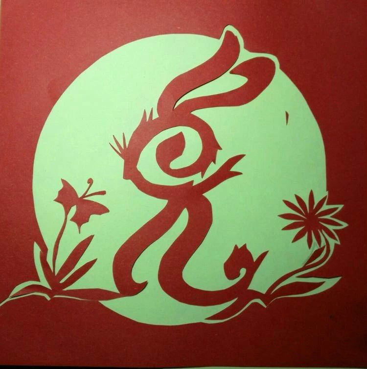 創意十足中秋玉兔剪紙，兔子鬧仲秋