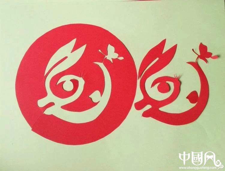 創意十足中秋玉兔剪紙，兔子鬧仲秋