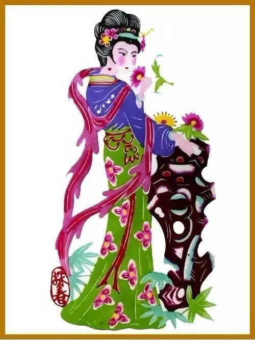 美女染色剪紙作品欣賞，色彩斑斕的剪紙藝術(shù)