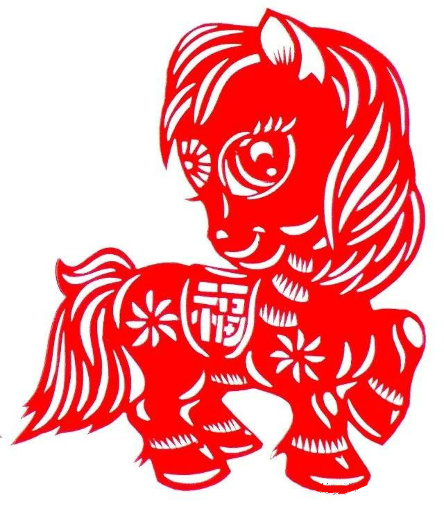 活潑可愛的小馬駒剪紙圖集(25張)，孫立峰作品