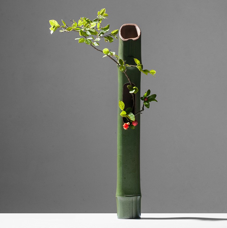 創意仿竹壁掛花器花藝，禪意中式插花