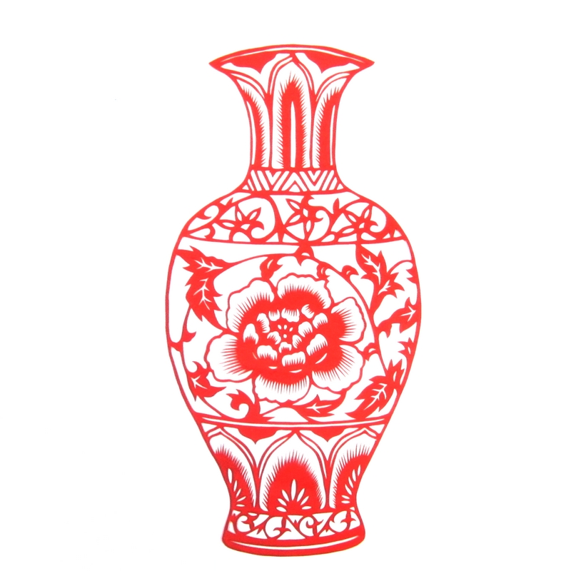 11款精美手工紅花瓷剪紙，茶壺剪紙工藝品