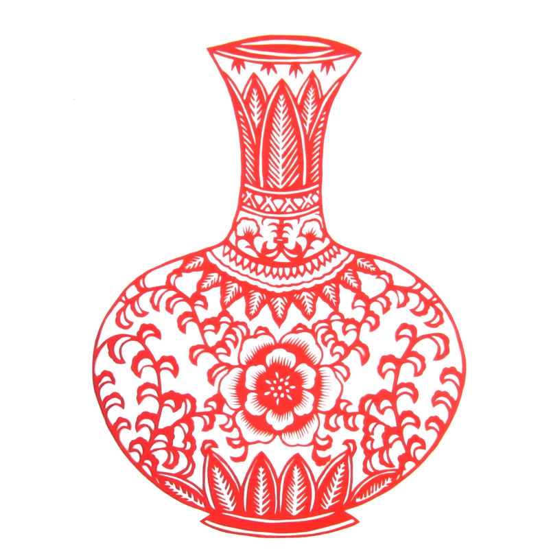 11款精美手工紅花瓷剪紙，茶壺剪紙工藝品