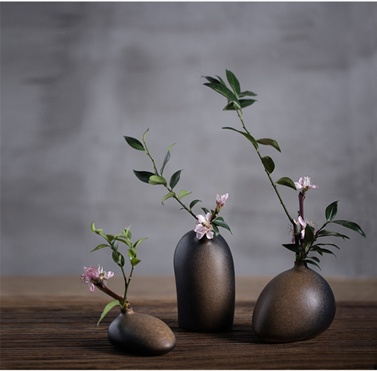 陶瓷花瓶桌面迷你小花插，中式禪意花插三石圖