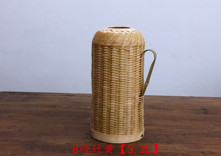 手工編織復古竹編暖水壺工藝品