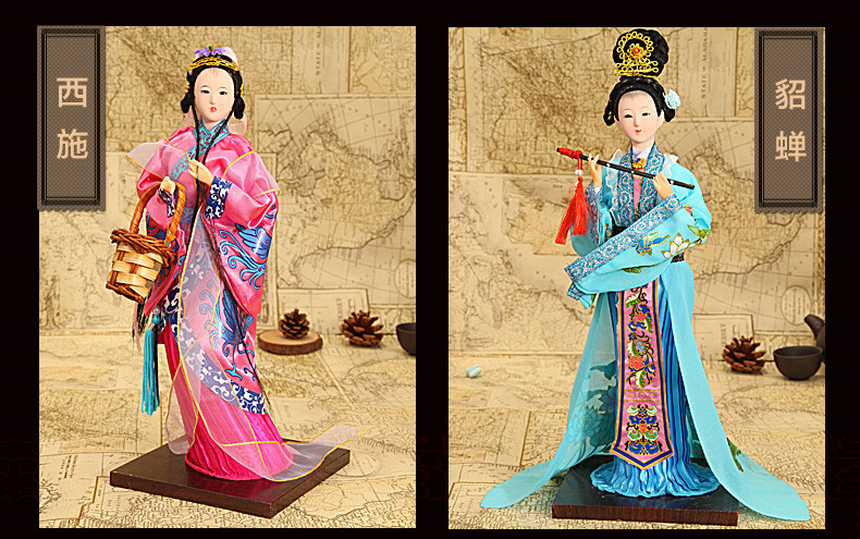 北京傳統絹人擺件十三釵四大美女工藝品