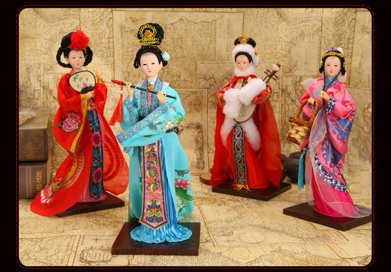 北京傳統絹人擺件十三釵四大美女工藝品