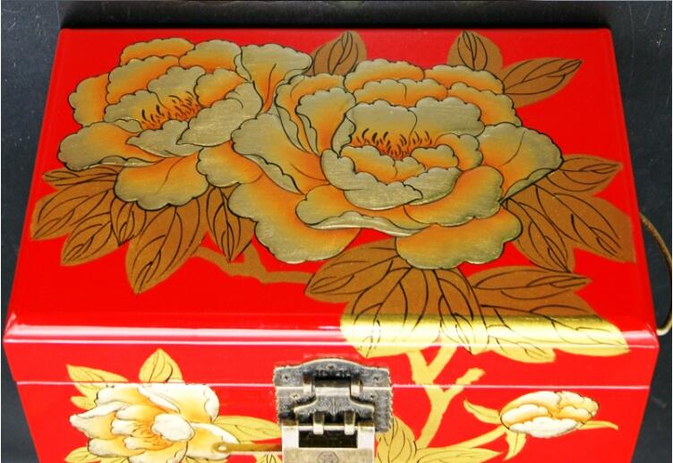 三層木質結婚禮品首飾盒漆器